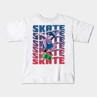 Skateboarder Kickflip Sk8er Boi Skate Skateboarding Kids T-Shirt